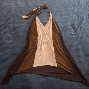 Ashley Stewart Brown Halter Swing Tank